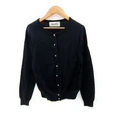 ロペ ROPE カーディガン ミドル丈 ラウンドネック 無地 M 紺 ネイビー /SY25