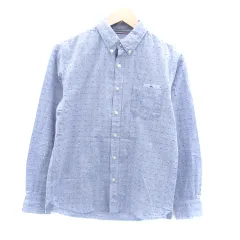 ビームスハート BEAMS HEART カジュアルシャツ ボタンダウン 長袖 刺繍 S 青 ブルー 紺 ネイビー /HO14