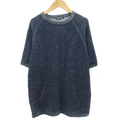 ユナイテッドアローズ ブルーレーベル UNITED ARROWS BLUE LABEL ニット セーター ラウンドネック 五分袖 M ネイビー 紺 /YM15