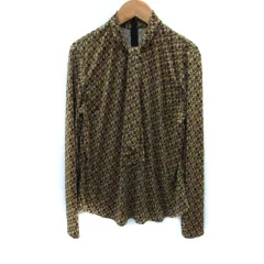 ダブルビー wb カットソー 長袖 ボウタイ 総柄 38 M マルチカラー 紺 ネイビー 黄 イエロー /SM17