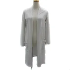 インディヴィ INDIVI ニットカーディガン ロング丈 前開き 無地 38 M ライトグレー /YS11