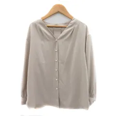 ナチュラルビューティーベーシック NATURAL BEAUTY BASIC シャツ ブラウス 長袖 Vネック オーバーサイズ S グレージュ /YK48