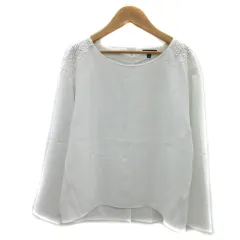 インディヴィ INDIVI カットソー 長袖 ラウンドネック 無地 レース 38 M 白 ホワイト /YS21