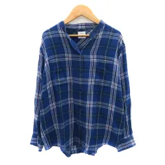 コーエン coen カジュアルシャツ 長袖 スリットネック チェック柄 F マルチカラー 青 ブルー /YK43