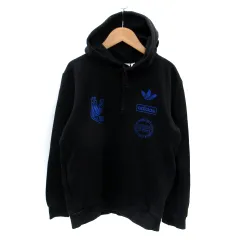 アディダスオリジナルス adidas originals パーカー プルオーバー ミドル丈 ロゴ プリント XS 黒 ブラック /SM2