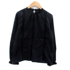 ロッソ ROSSO アーバンリサーチ ブラウス カットソー クルーネック 長袖 レース 切替 F 黒 ブラック /HO27