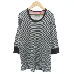 ビームスハート BEAMS HEART カットソー 七分袖 ラウンドネック ボーダー柄 L ブラック 黒 /YM36