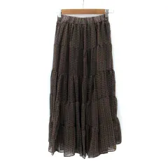 フィフス fifth ティアードスカート マキシ丈 ロング丈 ヘリンボーン柄 総柄 M マルチカラー 茶 ブラウン ブルーグレー /SM32