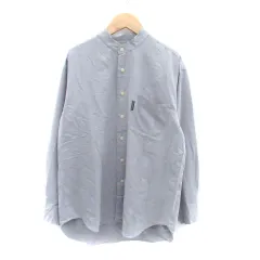 ミチコロンドン MICHIKO LONDON JEANS カジュアルシャツ バンドカラー 長袖 無地 M グレー /HO1