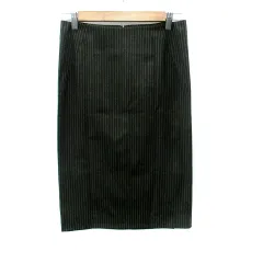 セオリー Theory タイトスカート ミモレ丈 ストライプ柄 0 XS モスグリーン オフホワイト /HO20