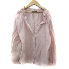 ザラ ZARA シャツ ブラウス 長袖 スリットネック M ピンク /YM19