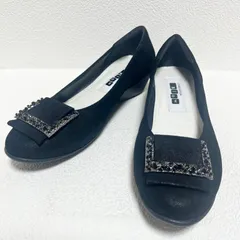 美品 COMPOSITION Blow コンポジションブロー スクエアビジュー コンフォートパンプス 23.5cm 黒 ビブラムソール