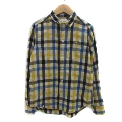 コーエン coen カジュアルシャツ 長袖 チェック柄 麻 リネン S マルチカラー 黄色 イエロー /YS32