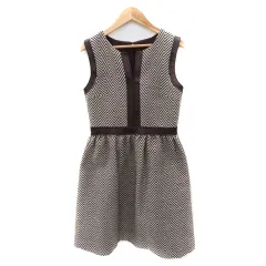 ジルスチュアート JILL STUART ノースリーブワンピース ミニ丈 スリットネック シェブロン柄 0 ボルドー /YK38