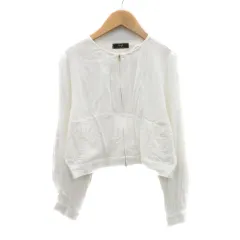 スウィングル Swingle ブルゾンジャケット ショート丈 麻 リネン混 M オフホワイト /YK35