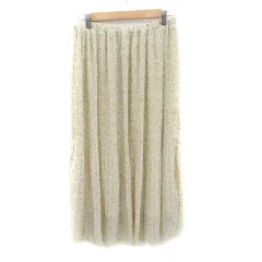 ドレスキップ DRESKIP プリーツスカート ロング丈 マキシ丈 花柄 L マルチカラー マスタード /YK3