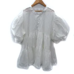 クラシカルエルフ CLASSICAL ELF シャツ ブラウス 五分袖 バンドカラー ティアード シアー M 白 ホワイト /SM18