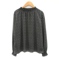 N.Natural Beauty Basic N.ナチュラルビューティーベーシック ブラウス カットソー 長袖 花柄 M マルチカラー 黒 ブラック /YK40