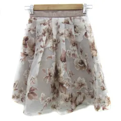 ココディール COCO DEAL フレアスカート ひざ丈 花柄 1 ピンクベージュ 白 ホワイト /YS31