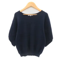 グローブ grove ニット カットソー 五分袖 M 紺 ネイビー /YK36