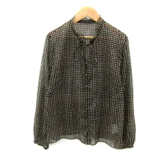 クリスチャンオジャール CHRISTIAN AUJARD ブラウス シャツ 長袖 スリットネック ドット柄 水玉柄 リボン シースルー 11T 黒 ブラック ベージュ /SY36