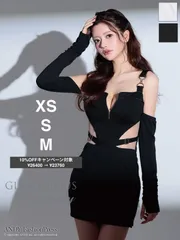 ブラック [GMS-V891-B-2509] 3171【Andy GLAMOROUS/アンディグラマラス】2way/ 袖付き/ ノースリーブ/ バストジップ/ カットアウト/ シアー/ タイト/ ミニドレス/ キャバドレス/ ローブドフルールグロッシー