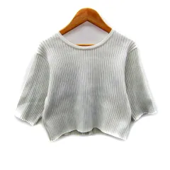 ミスティック mystic リブカットソー ショート丈 五分袖 ラウンドネック 無地 スリット F オフホワイト /SY20