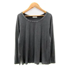 ドレスキップ DRESKIP カットソー 長袖 ラウンドネック 無地 ビーズ装飾 L グレー /SY29