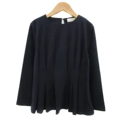 ビーミングバイビームス B:MING LIFE STORE by BEAMS Platinum カットソー 長袖 ラウンドネック ギャザー 紺 ネイビー /YS29