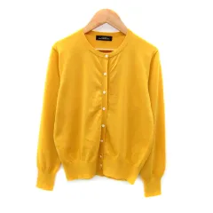 グリーンレーベルリラクシング ユナイテッドアローズ green label relaxing カーディガン ミドル丈 ラウンドネック 無地 黄 イエロー /SY3