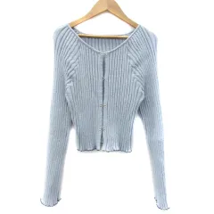ミスティック mystic カーディガン ショート丈 リブ F ライトブルー 水色 /YM21