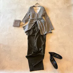 【２点セット】クリスチャンアジャール　Ｖネックカーディガン　ケーブル長袖ニット　羽織り　グレーラメ　コットンブラウス