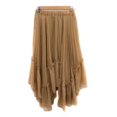 ミーア MIIA プリーツスカート フレアスカート ギャザースカート ミモレ丈 F ベージュ /YK5