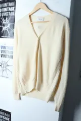 (M) ジェイ・リー・カシミア ニットカーディガン カシミア アイボリー 無地-16CE3