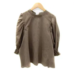 クラシカルエルフ CLASSICAL ELF ブラウス カットソー 七分袖 無地 リボン L ブラウン /SY30