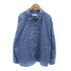 アズールバイマウジー AZUL by moussy カジュアルシャツ 長袖 ギンガムチェック柄 M 青 ブルー 白 ホワイト /SM22