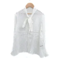 グリーンレーベルリラクシング ユナイテッドアローズ green label relaxing シャツ ブラウス ボウタイ 長袖 無地 オフホワイト /HO35