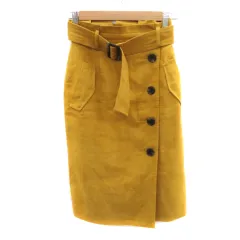 ジャスグリッティー JUSGLITTY タイトスカート ミモレ丈 スリット ウエストベルト付き スエード調 0 マスタード /YK4