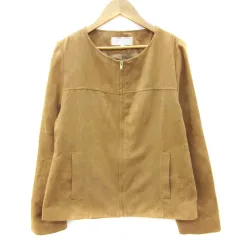 ロペピクニック ROPE Picnic ノーカラージャケット ミドル丈 ジップアップ スエード調 38 M ブラウン 茶 /YM19