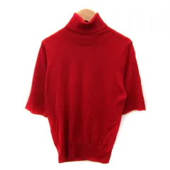 クローラ crolla ニット カットソー 半袖 タートルネック 無地 カットオフ 赤 レッド /SY30 サンプル品