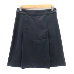 グリーンレーベルリラクシング ユナイテッドアローズ green label relaxing フレアスカート ボックスプリーツスカート ひざ丈 36 S 紺 ネイビー /YK16