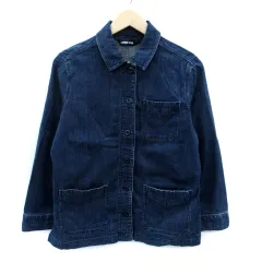 ランズエンド LAND'S END デニムジャケット カバーオールジャケット ミドル丈 M 青 ブルー /SM41