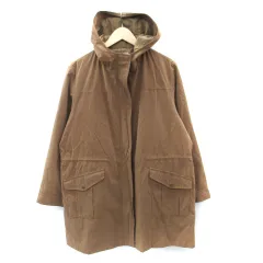 シューラルー SHOO・LA・RUE モッズコート ミリタリーコート ロング丈 フード付き LL 大きいサイズ ベージュ /SM2