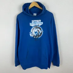 HAOMING ハオミン スウェット パーカー ロゴプリント ブルー XLサイズ メンズ 古着 スポーツMIX ストリート