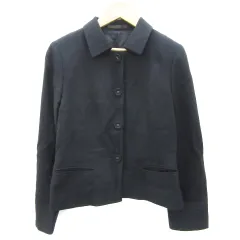 ポールスチュアート PAUL STUART ステンカラージャケット ミドル丈 総裏地 シルク混 6 M ネイビー 紺 /YM7