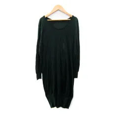 ユナイテッドアローズ UNITED ARROWS STYLE for LIVING ニットワンピース ロング丈 長袖 ラウンドネック 無地 シルク M モスグリーン /SY26