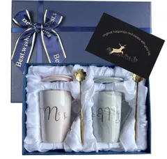 セラミック エスプレッソカップ 大理石 カップル 癒しグッズ 可愛い おしゃれ 新築祝い ギフトボックス入り 結婚記念日 ペア夫婦 誕生日プレゼント 誕生日プレゼント 450ml 人気 女性 両親のプレゼント クリスマスプレゼント (MrとMrs) ハロウィン