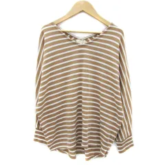 ハッシュアッシュ HusHusH カットソー 七分袖 Vネック ボーダー柄 2 ブラウン 茶 /YM23