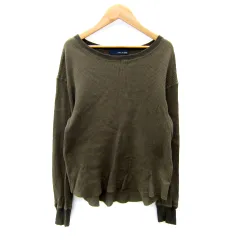 スローブ イエナ SLOBE IENA  ワッフルカットソー 長袖 ラウンドネック 無地 カーキ /SY48