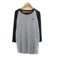 ジースターロウ G-Star RAW Tシャツ カットソー 七分袖 ロゴ XS グレー 紺 ネイビー /YK22
